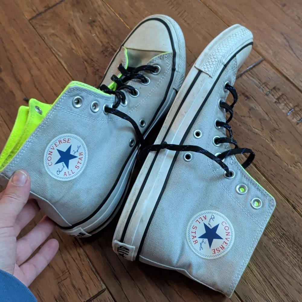 Converse Men's GTX High-Top Sneakers - Gray and Neon Yellow - Picture 10 of 13